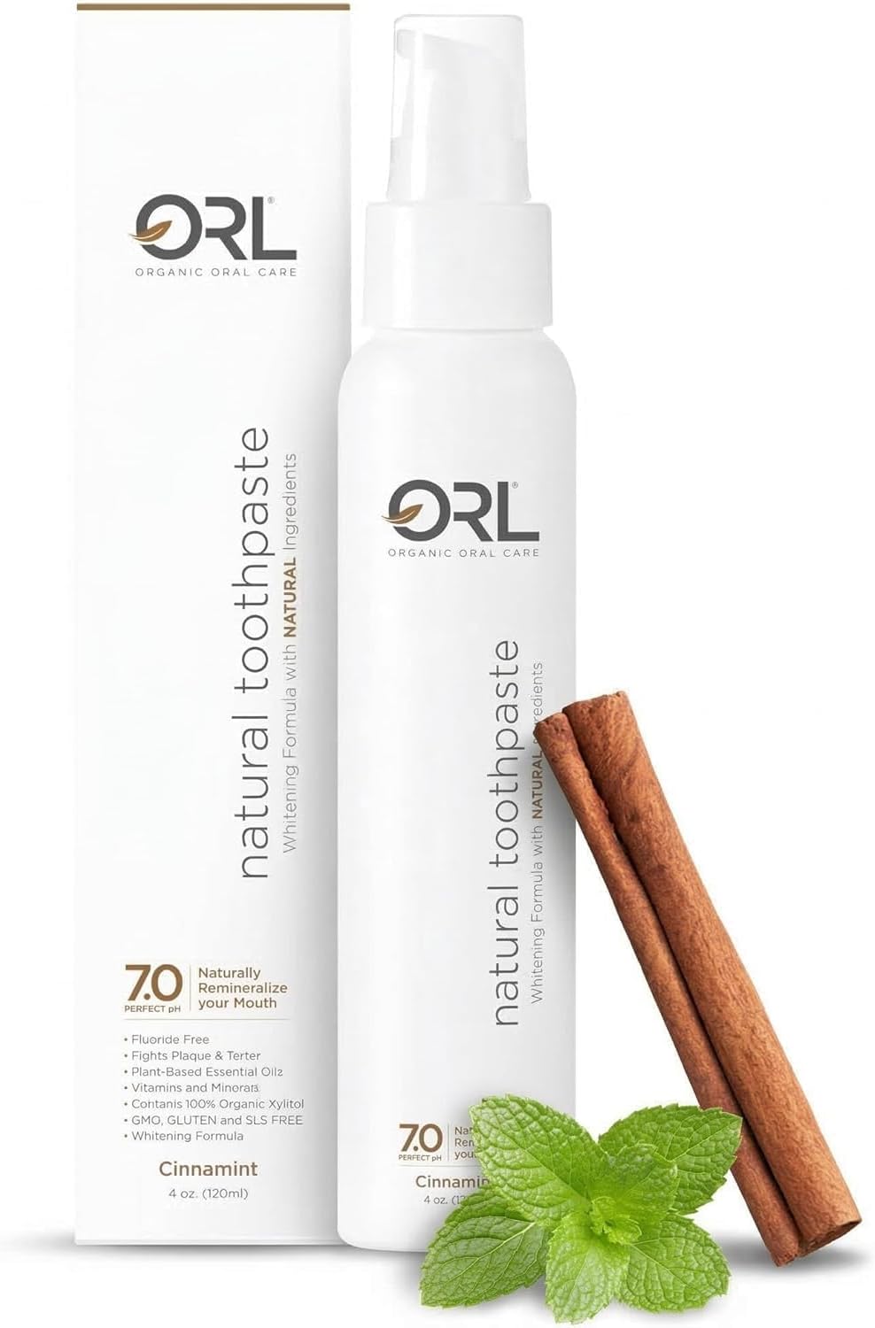 ORL Non-Nano Hydroxyapatite Toothpaste with xylitol, fluoride free, cinnamint flavor