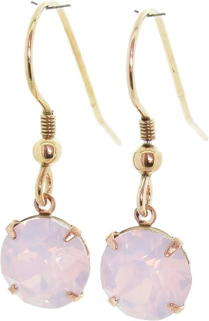 pewterhooter® Women's Classic Collection - Drop Earrings  14K Rose Gold plated 925 Sterling Silver with sparkling Rose Water Opal Crystal  Gift Box