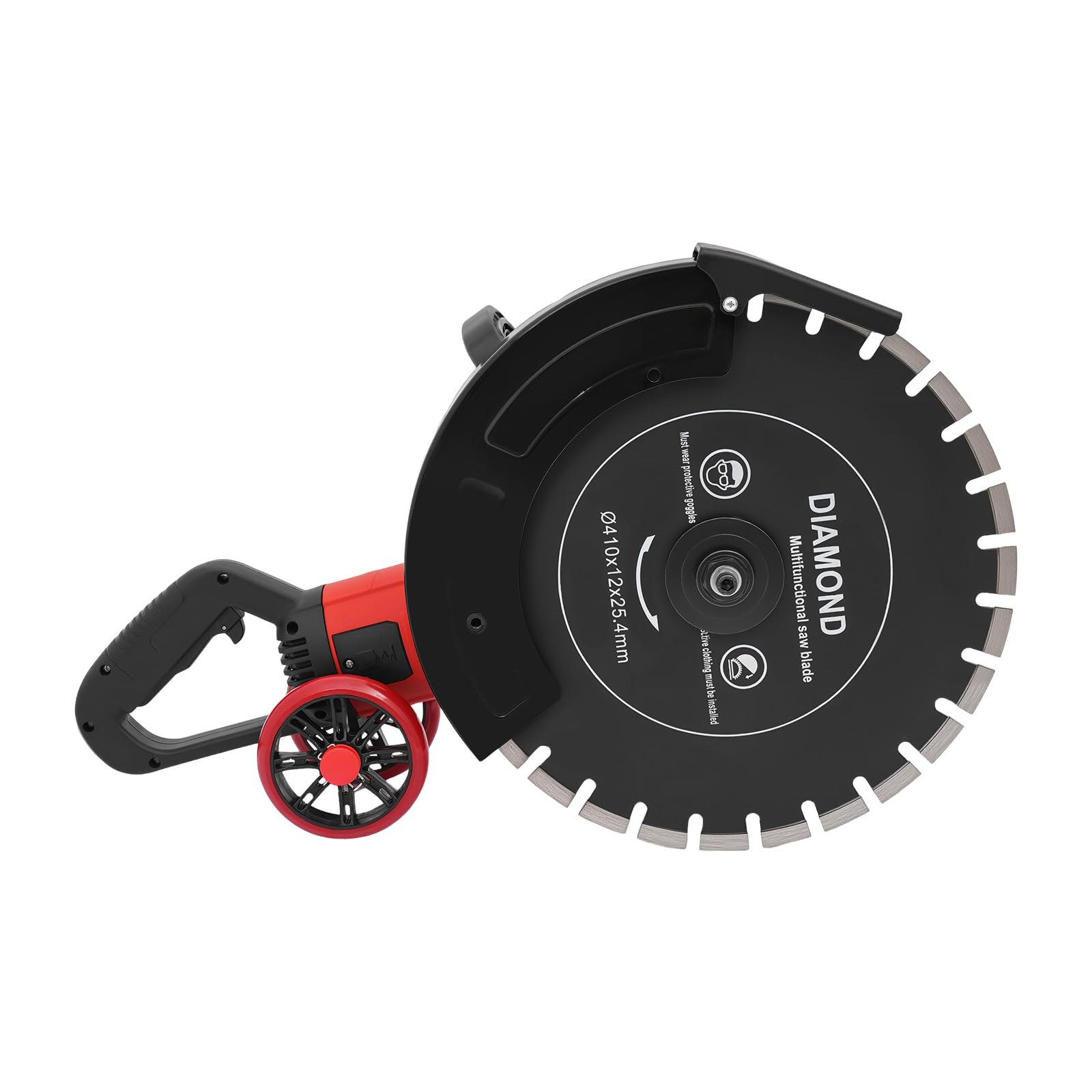Sega per calcestruzzo, elettrica, 4000 W, 3000 giri/min, con lama diamantata da 410 mm, sega circolare per calcestruzzo, taglio per calcestruzzo, profondità di taglio regolabile 165 mm, sega a pietra