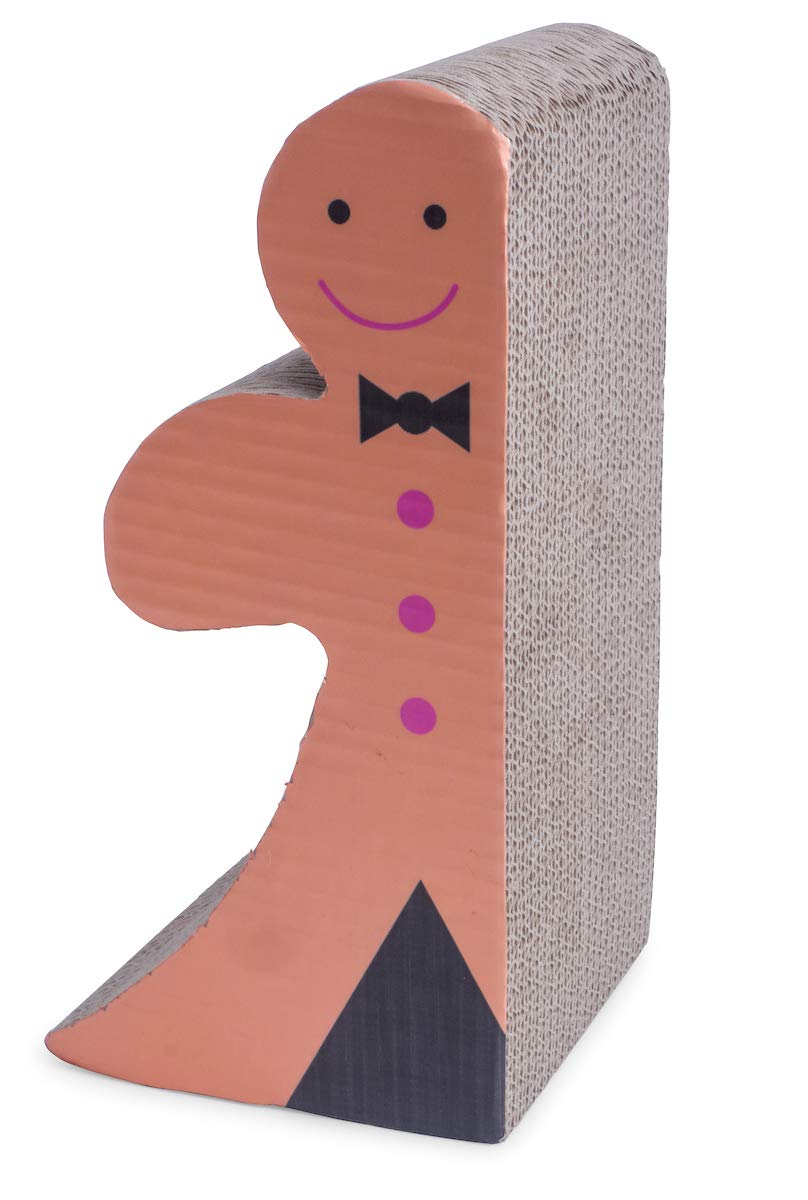 Petface Gingerbread Man Cardboard Scratcher, Festive Cat Scratch Board for Claw Care & Play, Brown (Pack of 1)