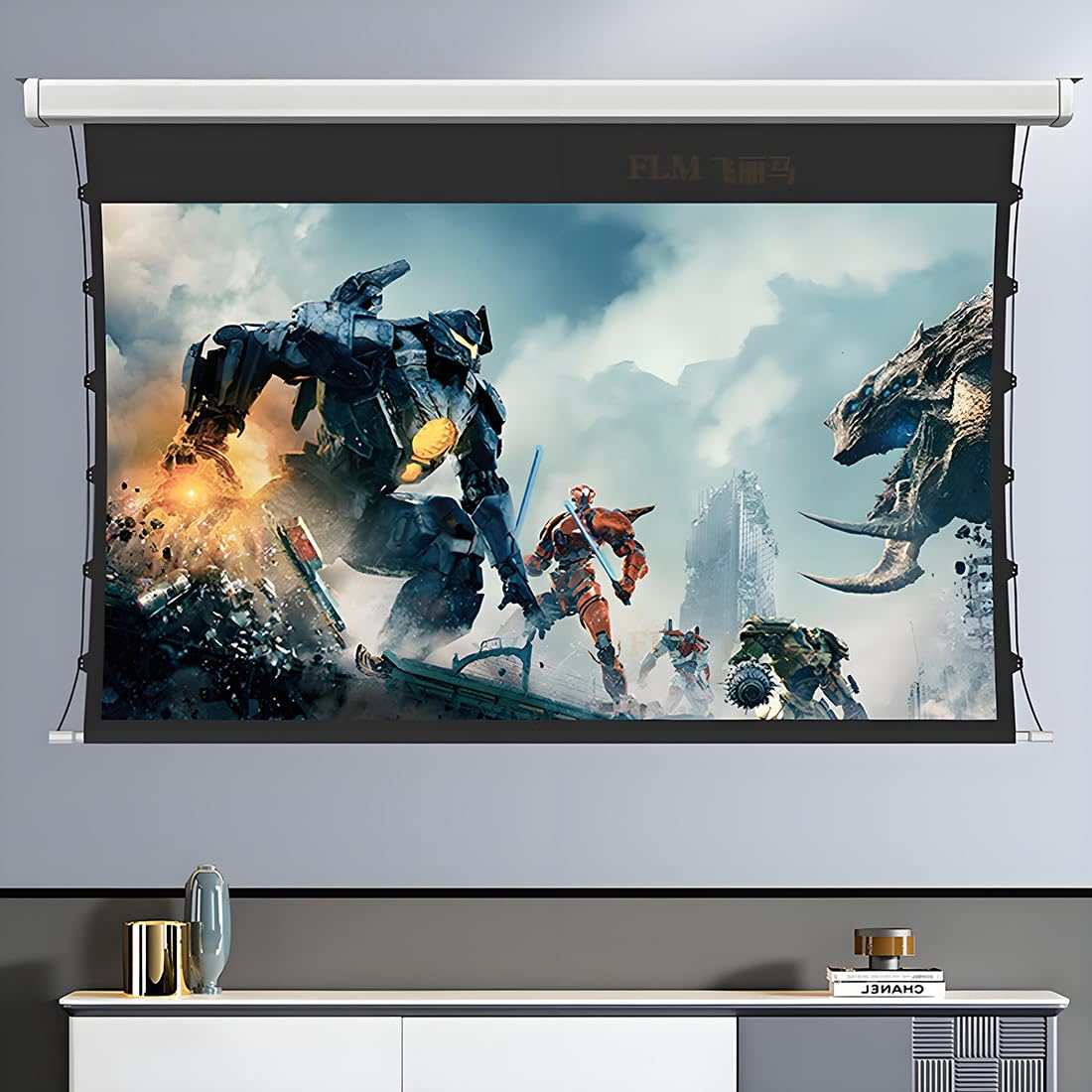 Schermo per proiettore motorizzato con telecomando, design pieghevole anti-rughe per Home Theater e visualizzazione cinema