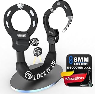 Mezelon E Scooter Lock 8 mm | Bicycle Lock | High Security Locks | Handcuff Lock | Heavy Duty Locks for E Scooter/Bicycle/E-Bike/Motorcycle