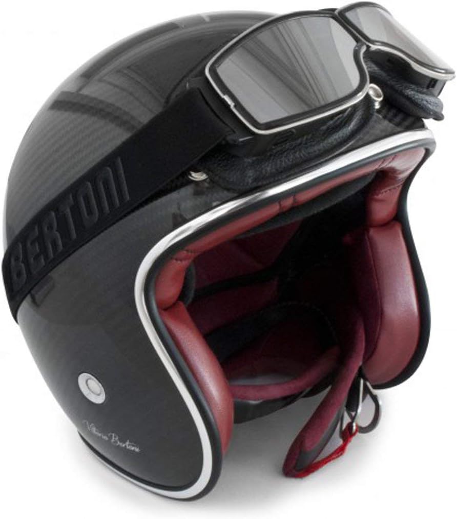 Bertoni Motorcycle Riding Goggles - Black Leather | Ubuy