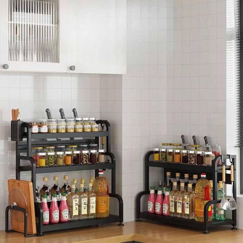Półka na przyprawy, 2/3-Tier Spice Rack Stand, Spacious Carbon Steel Storage Organiser(2 Tier)