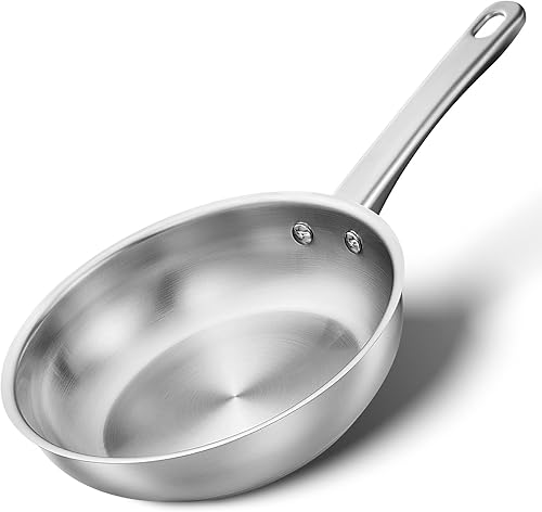 Miniatura 1 de KOCH SYSTEME CS Sartén de acero inoxidable de 8 pulgadas, sartenes pequeñas para utensilios de cocina profesionales, sartén de acero sin PFAS con