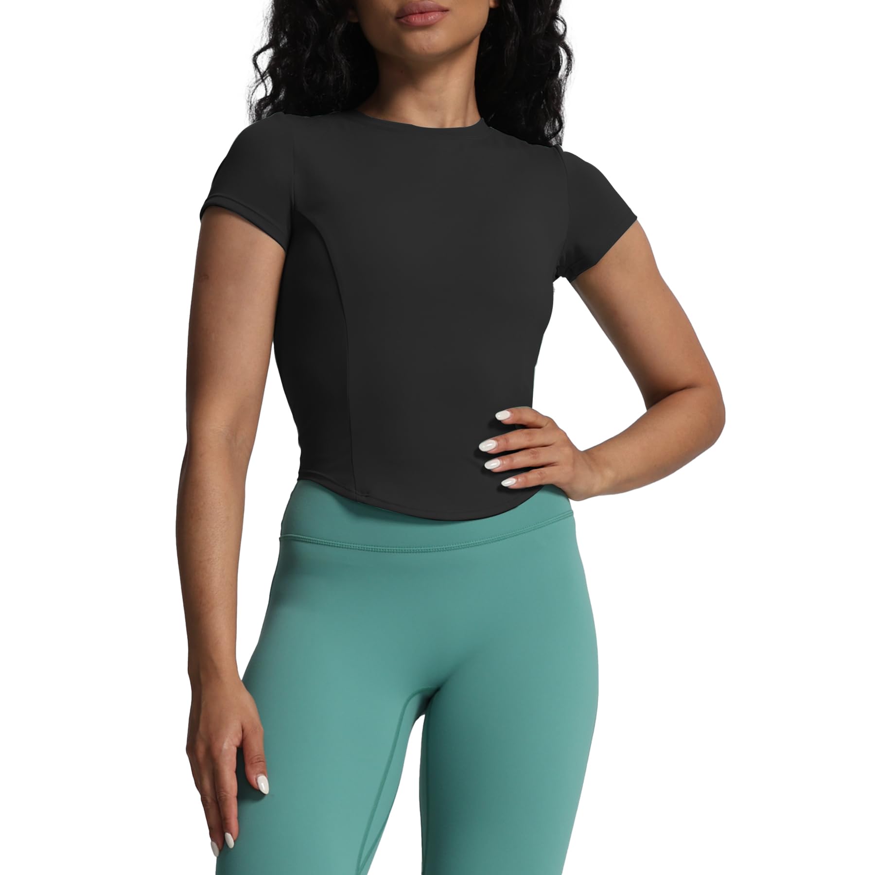 Aoxjox Women's Short Sleeve T-Shirts GEO Baby Tee Workout Gym Yoga Crop Top