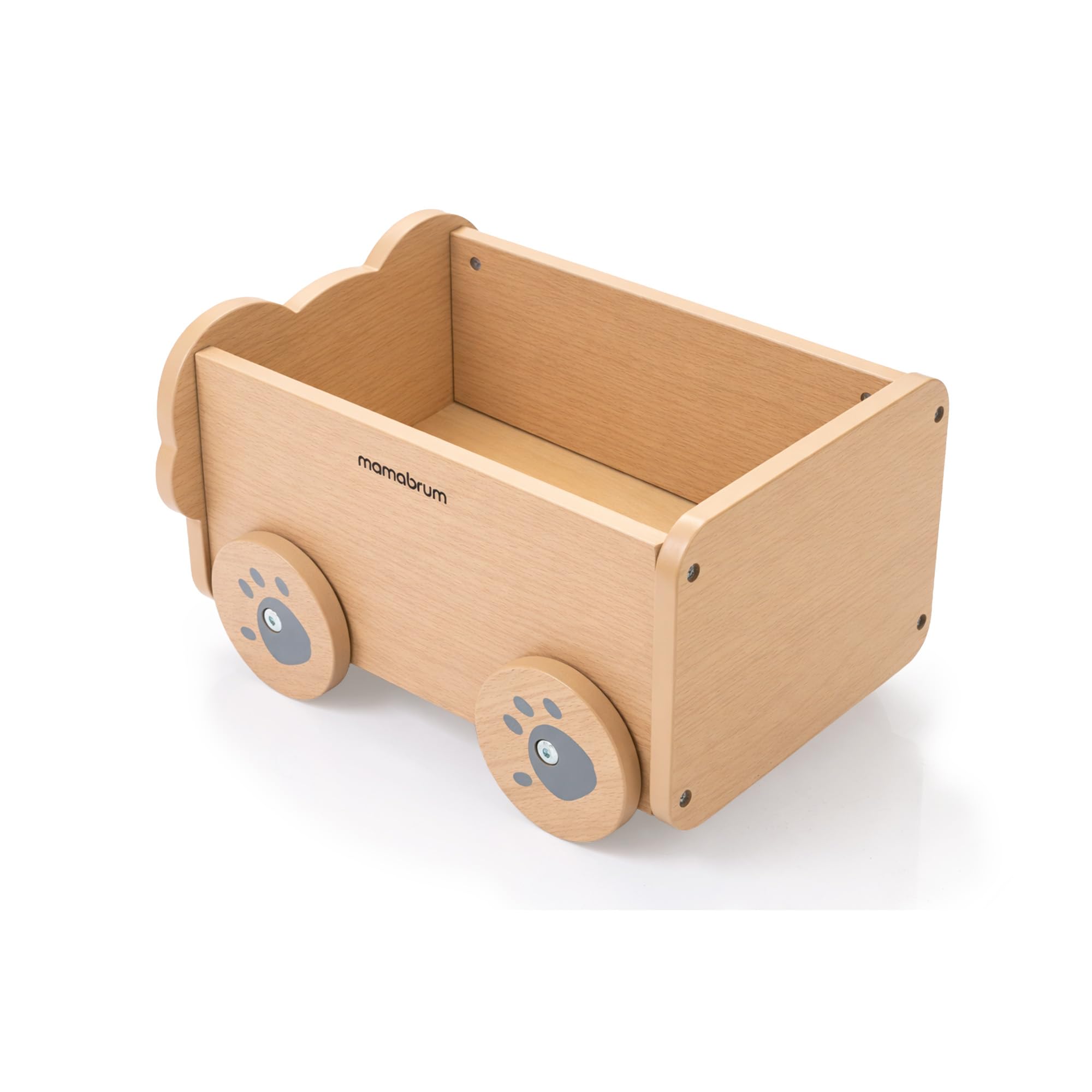 Mamabrum Carrito de Madera Koala para Niños con Cuerda, Juguete de Arrastre con Espacio de Almacenaje 5,54 l, Carro Infantil Educativo para Juego Diario
