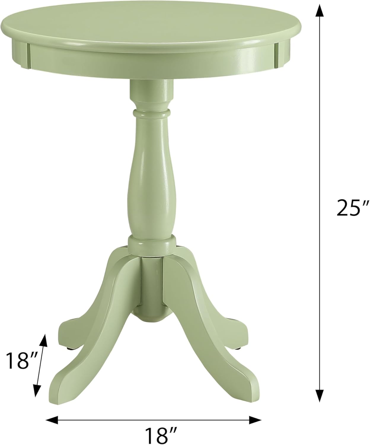 Light Green Side Table with Turned Pedestal