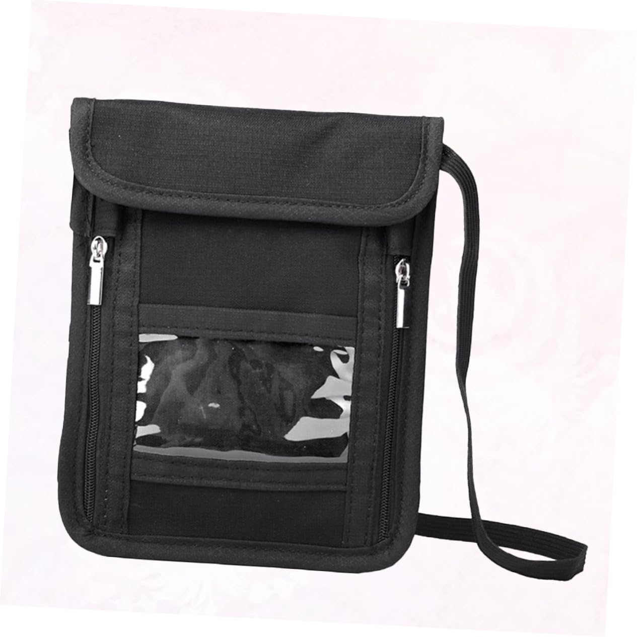 SHERCHPRY 2piezas Cartera De Pasaporte Compartimentos Múltiples Porta Documentos De Viaje Antirrobo Para Hombres y Mujeres Bolsa De Cuello Rfid Negro
