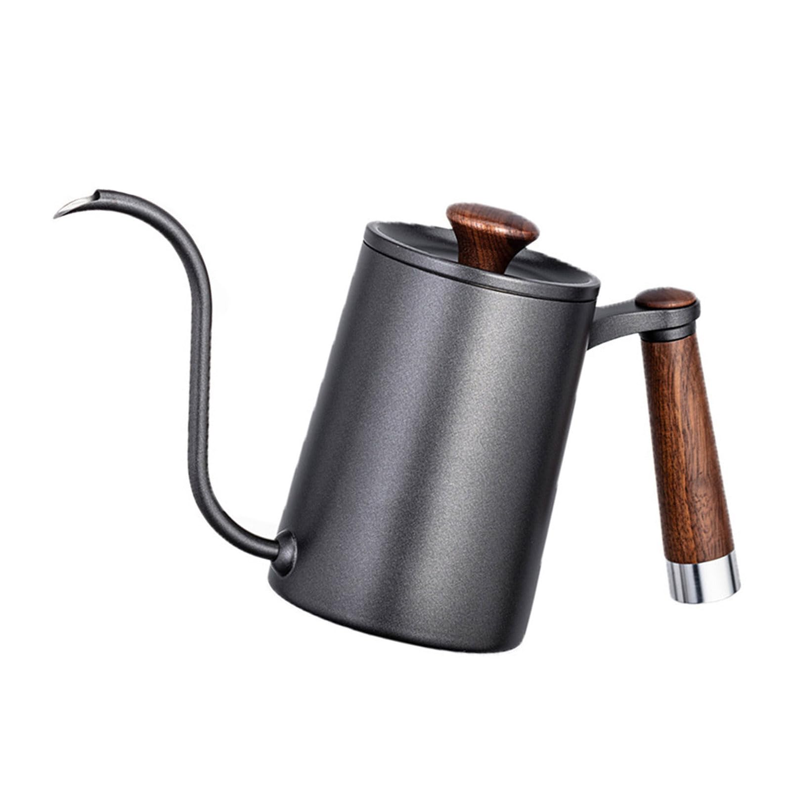 Elnwnnkc Modern Coffee Brewing Kettle with Ergonomic Wood Handle 304 Stainless Steel 600Ml Capacity for Home or Offices Wooden Handle Examine Coffee Coffeepot Rustless Swanneck Jar
