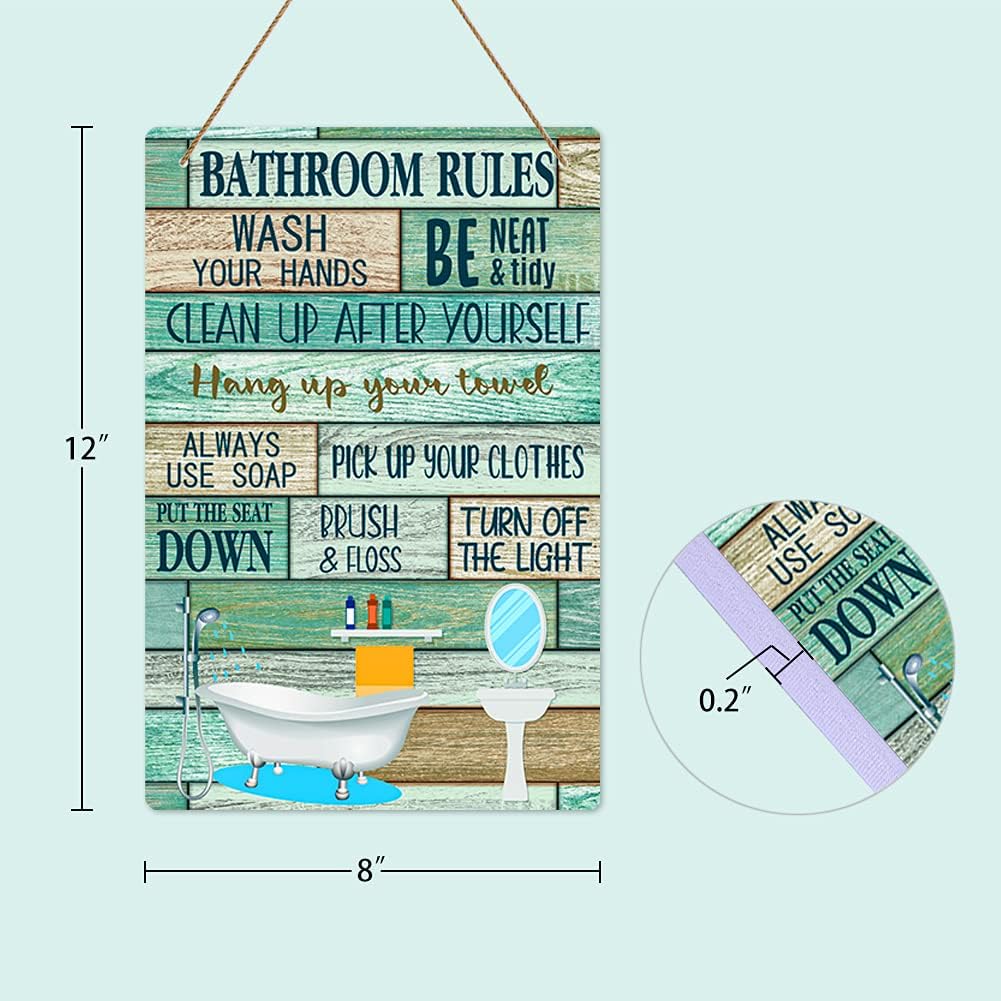 Buy WhatSign Bathroom Rules Sign 8x12 Funny Bathroom Decor Sign