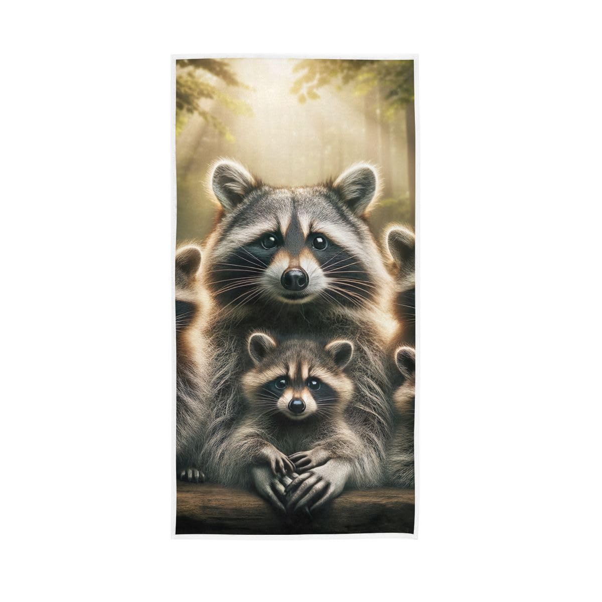 HUYGD Raccoon Hand Towel, Multipurpose Shower Towels for Hand, Face, Hair, Bath 15 x 30 Inches
