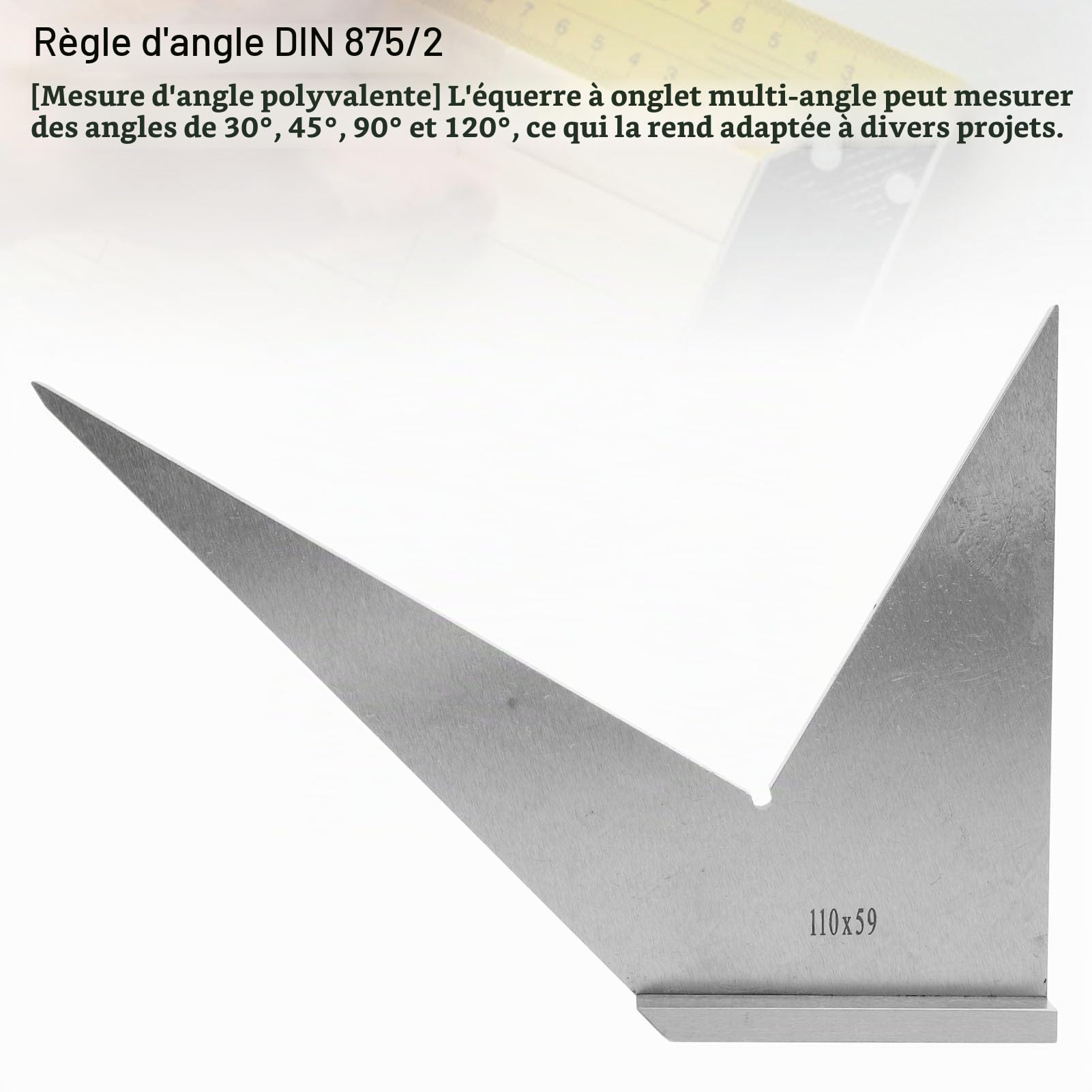 Équerre à Onglet Multi-angles 30 45 90 120 Degrés Équerre D'ingénieur Équerre à Onglet D'angle en Acier au Carbone avec Base Normes Industrielles Construction Haut de Gamme