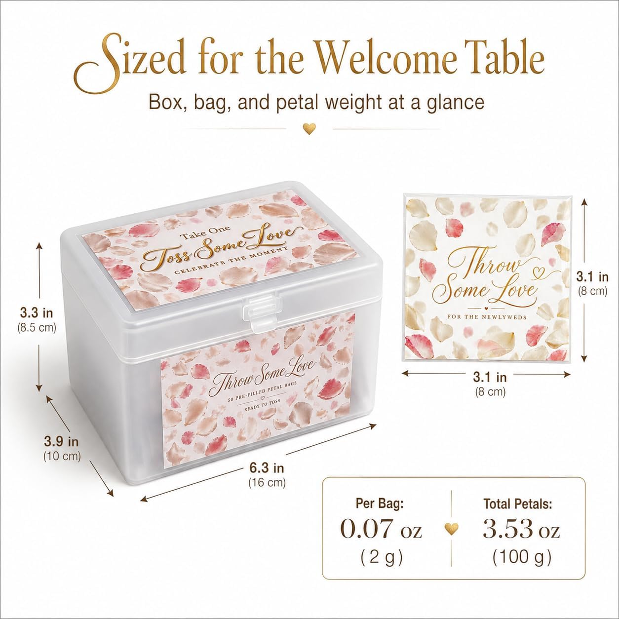 50 Bags of Biodegradable Flower Petals for Weddings, Pre-Filled Ready-to-Use Toss Bags for 50 Guests, Dried Rose Petals for Wedding Send Off, White and Pink Confetti for Wedding Exit Ceremony