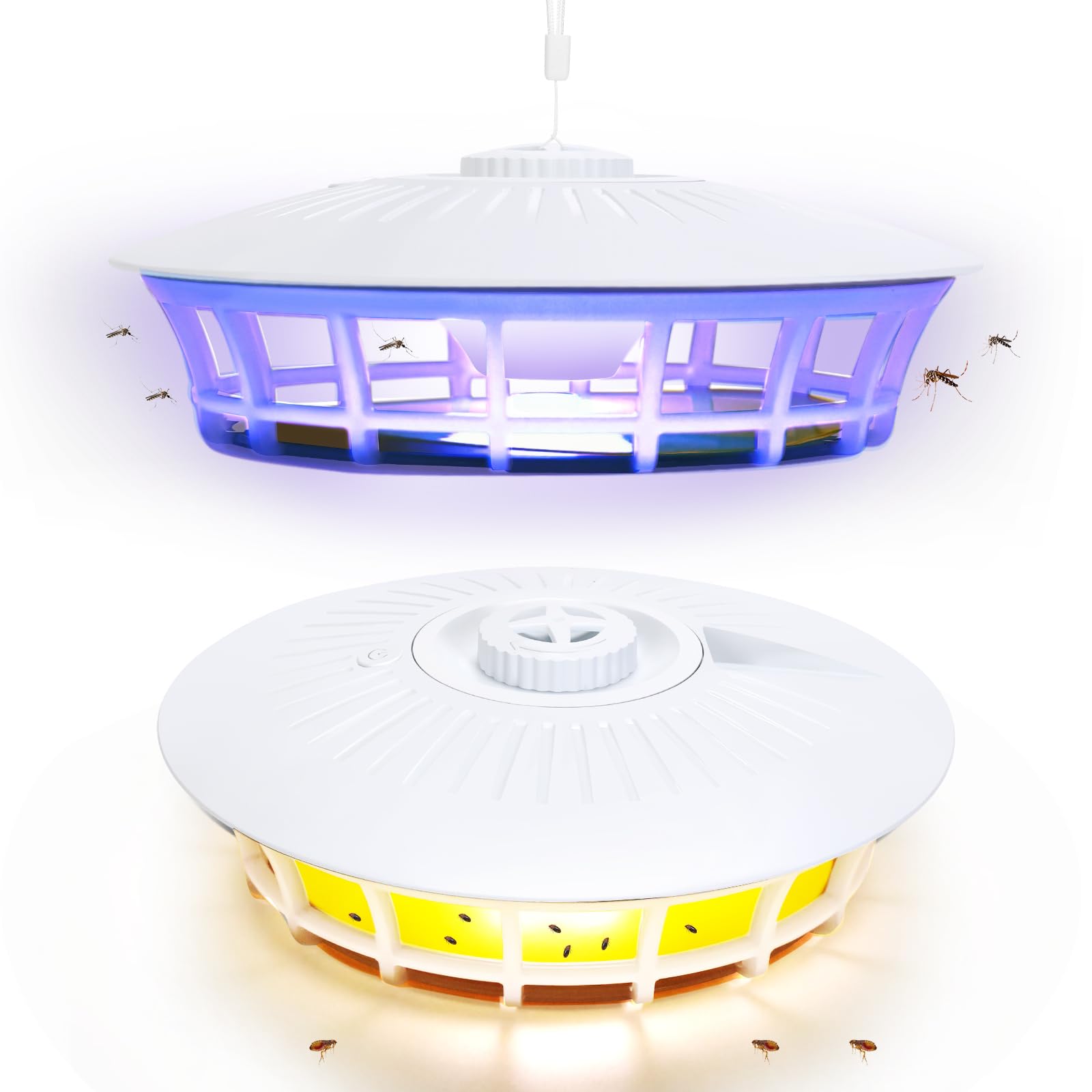 Flea Traps for Inside Your Home, 2 Pack Flea Trap with Warm & UV LED Light, Outdoor Fly Insects Killer Bedbug Glue Traps Catcher Lamp, Flea Bombs for Home Indoor Pet Safe