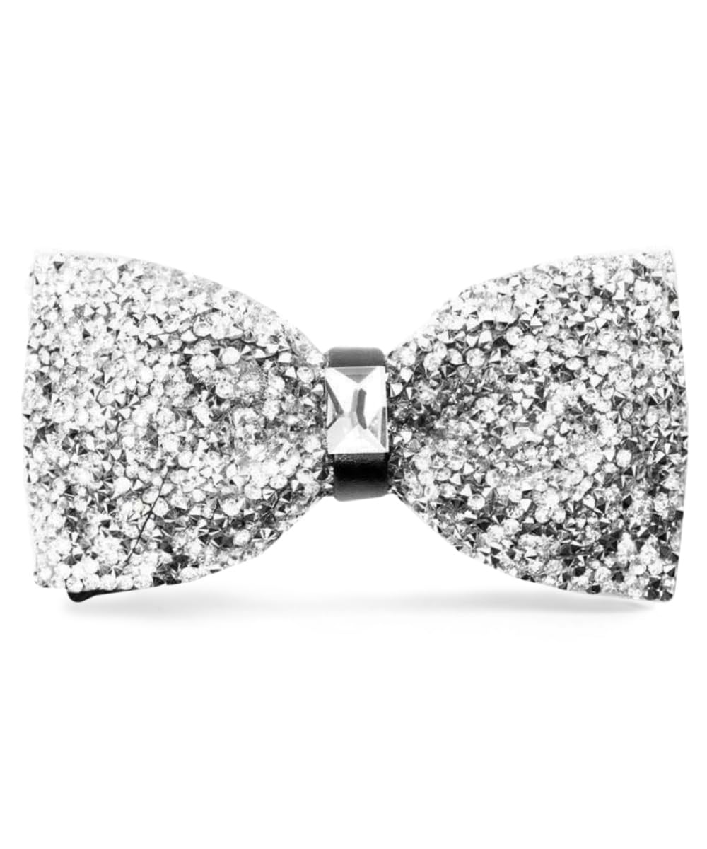 Vittorio Farina Rhinestone Bow Tie - Silver & Silver (BR 006)