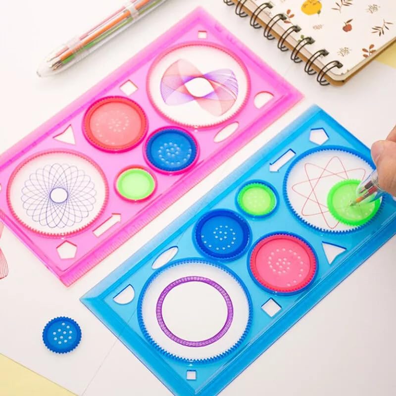 MUREN® Scale Spirograph- Ruler Stencil Painting (Pack of 2), Multi-Function Interesting Puzzle Spirograph Children Drawing Plastic Ruler Random Color Kids Painting Tools (B0C3LWRVZ3) Amazon Price History, Amazon Price Tracker