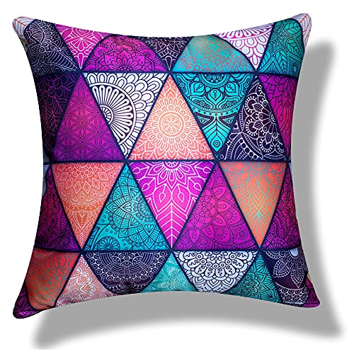 Image of Merhaba Microfiber Satin 250TC Cushion Pillow Covers, Multicolor, Set of 5(Ishil, 12x12 Inches)