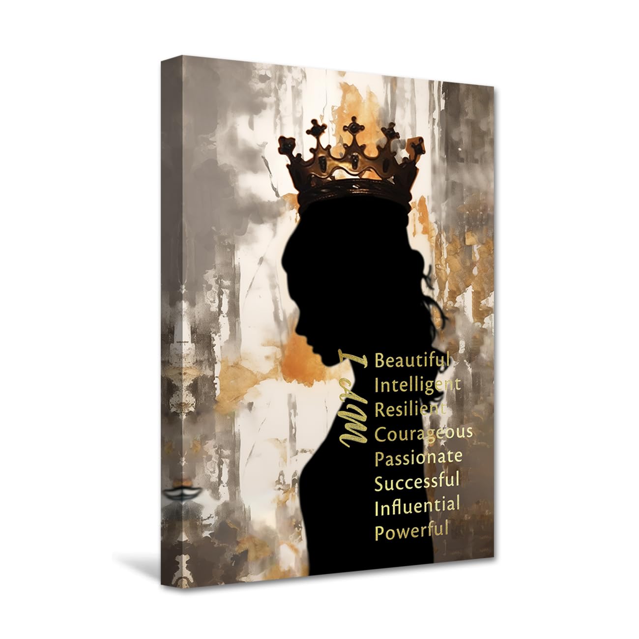 CXHOSTENT African American Wall Art Black and Gold Crown Wall Decor Vintage Black Queen Canvas Prints Inspirational Poster for Black Girl Room Decor (D, 60.00 x 90.00 cms) — image 1