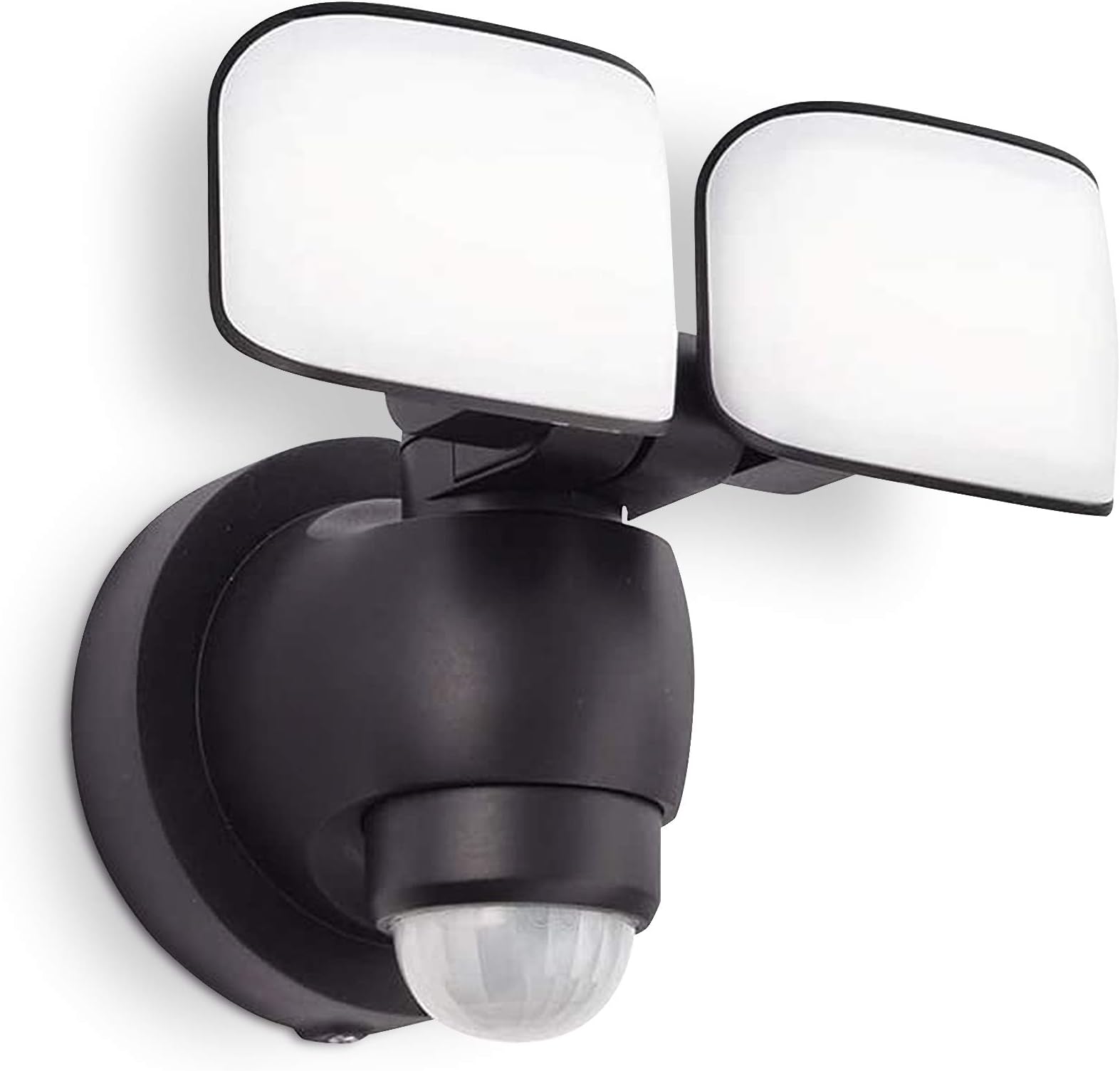 National Lighting Twin LED PIR Floodlight - IP44 Rated Outdoor Security Lights with Motion Sensor - Mains Powered Flood Lights Adjustable Double Head - 2 x 10W SMD LED 6000K Daylight White (Included)