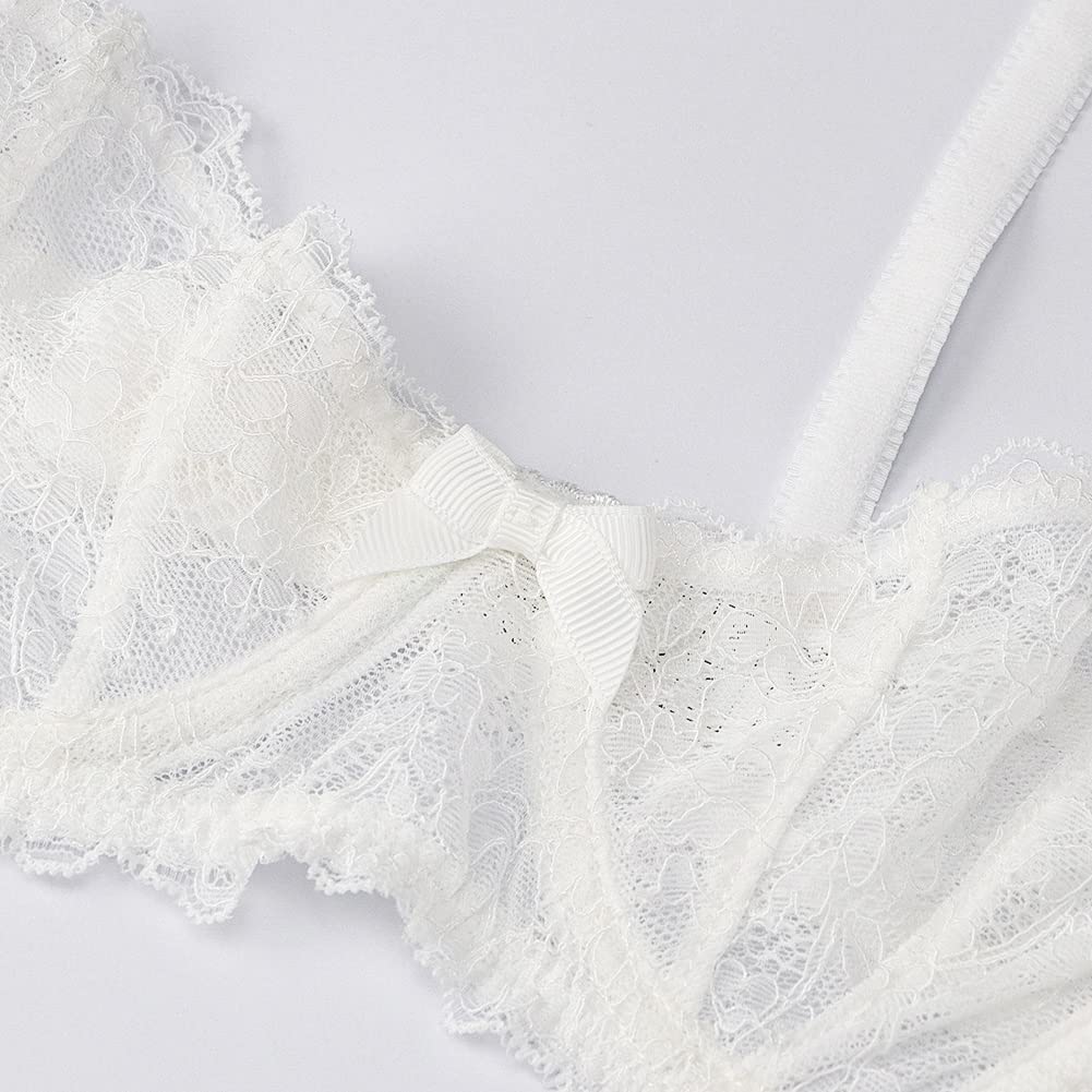 Donna Luce Pizzo Sfoderato Balconcino Demi-Cup Ferretto Puro Reggiseno