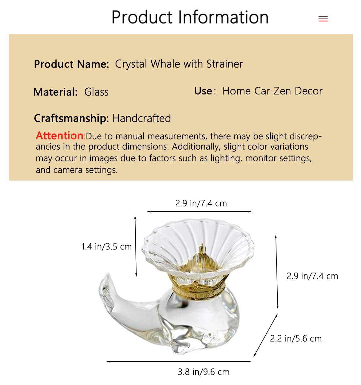 Crystal Whale Tea Pet: Un Oggetto da Collezione in Cristallo Unico con Un colino da tè Incluso per Vassoio da tè, scrivania, Ufficio, Arredamento Feng Shui per Gli Amanti del tè