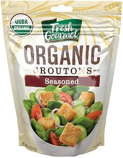 Fresh Gourmet Organic Seasoned Croutons, 4.5oz Pack of 9 - USDA Certified Crunchy Salad Toppers with Garlic, Onion & Parsley