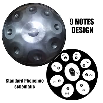 ハンドパンドラム パーカッション スティールパン 9ノート 黒 Amazon.co.jp: ハンドパン スチールドラム 9音 22インチ 56cm