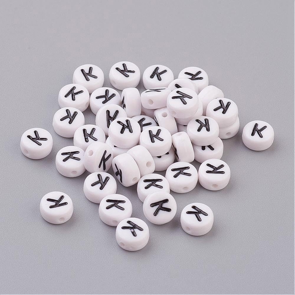 Handicraft EmporiumFlat Round Alphabet Acrylic Beads | 20g | K