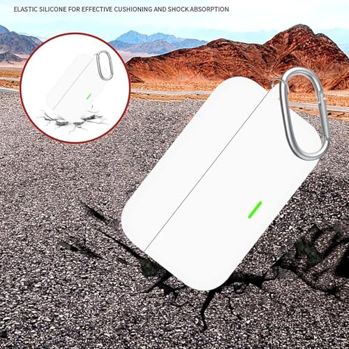 Image of Aniex Silicone Case Cover for realme Buds T500 Pro, Shockproof, Anti-Slip, Dustproof, Scratch Resistant, with Carabiner Hook, Full Body Protection (New White)