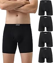 wirarpa Pack of 4 Men's Boxer Shorts for Open Fly Tagless Ultra Soft Comfortable