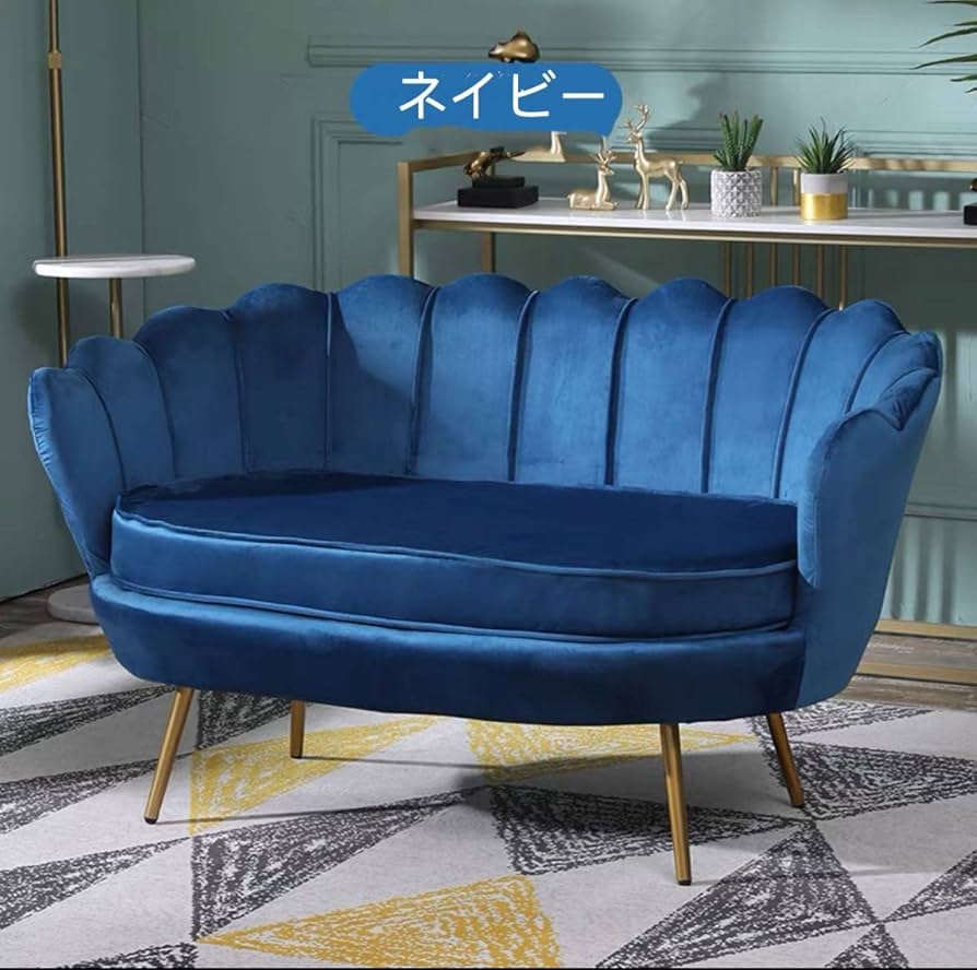 クラシックスタイル ベルベットソファ ネイビーブルー 幅191cm クラシックスタイル ベルベットソファ ネイビーブルー 幅191cm