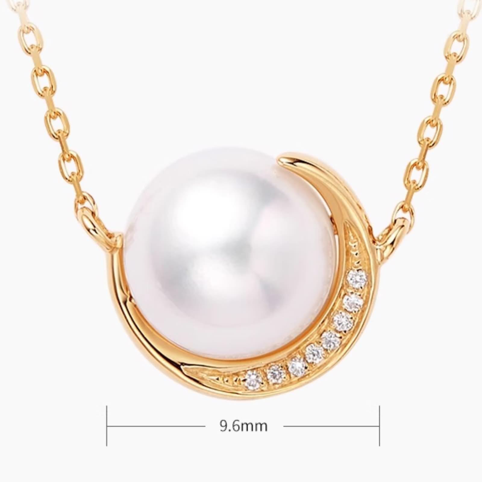 Łańcuszek dla dziewczyny, elegancki naszyjnik z księżycem z perłą 8 mm ze szlifem okrągłym, diamentowe żółte złoto
