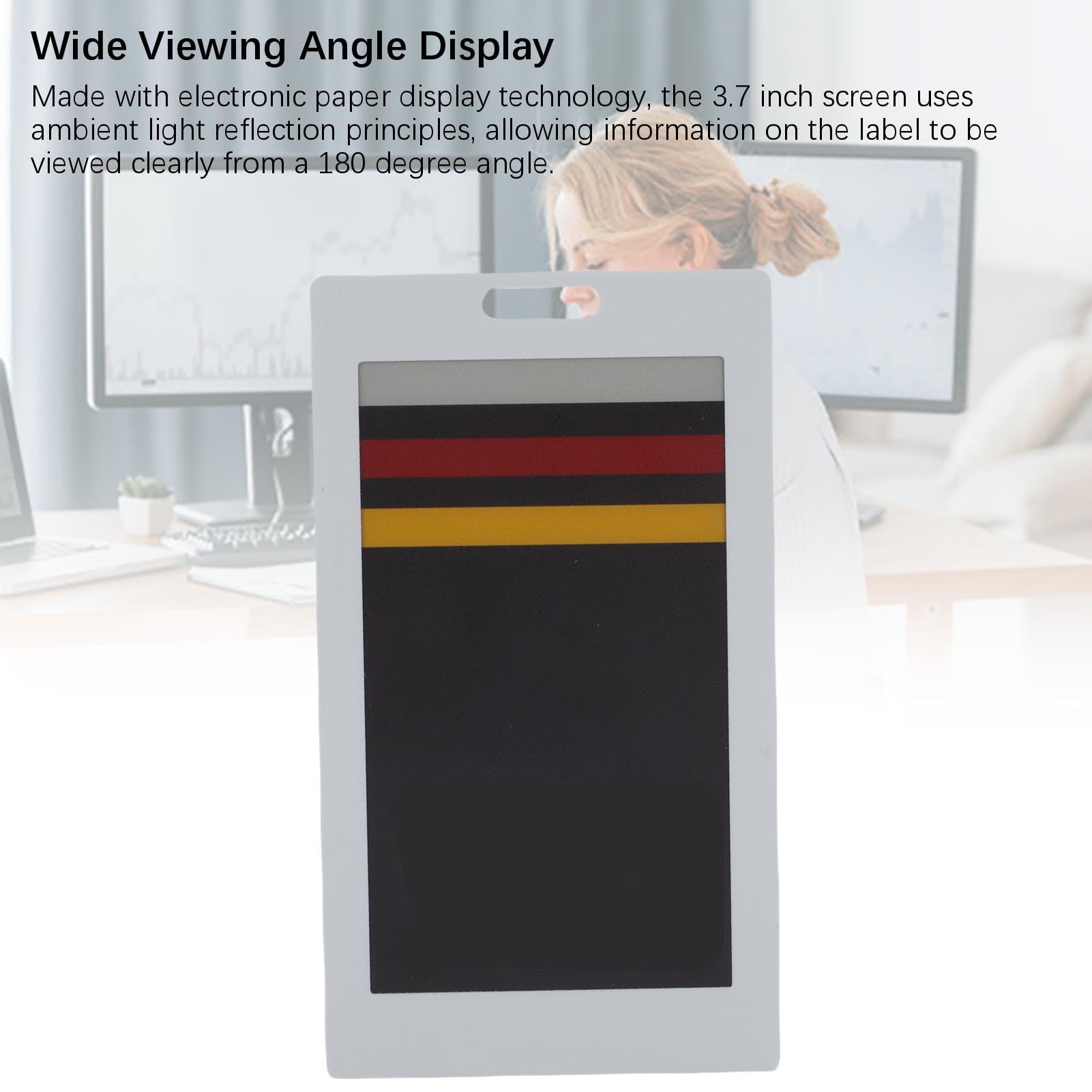 Fockety E-Ink-Smart-Badges, 3,7 Zoll NFC-E-Paper, bearbeitbarer E-Ink-Smart-Badges-Halter, wiederaufladbares Namensschild, Ausweishalter mit Umhängeband für Mitarbeiter, Studenten