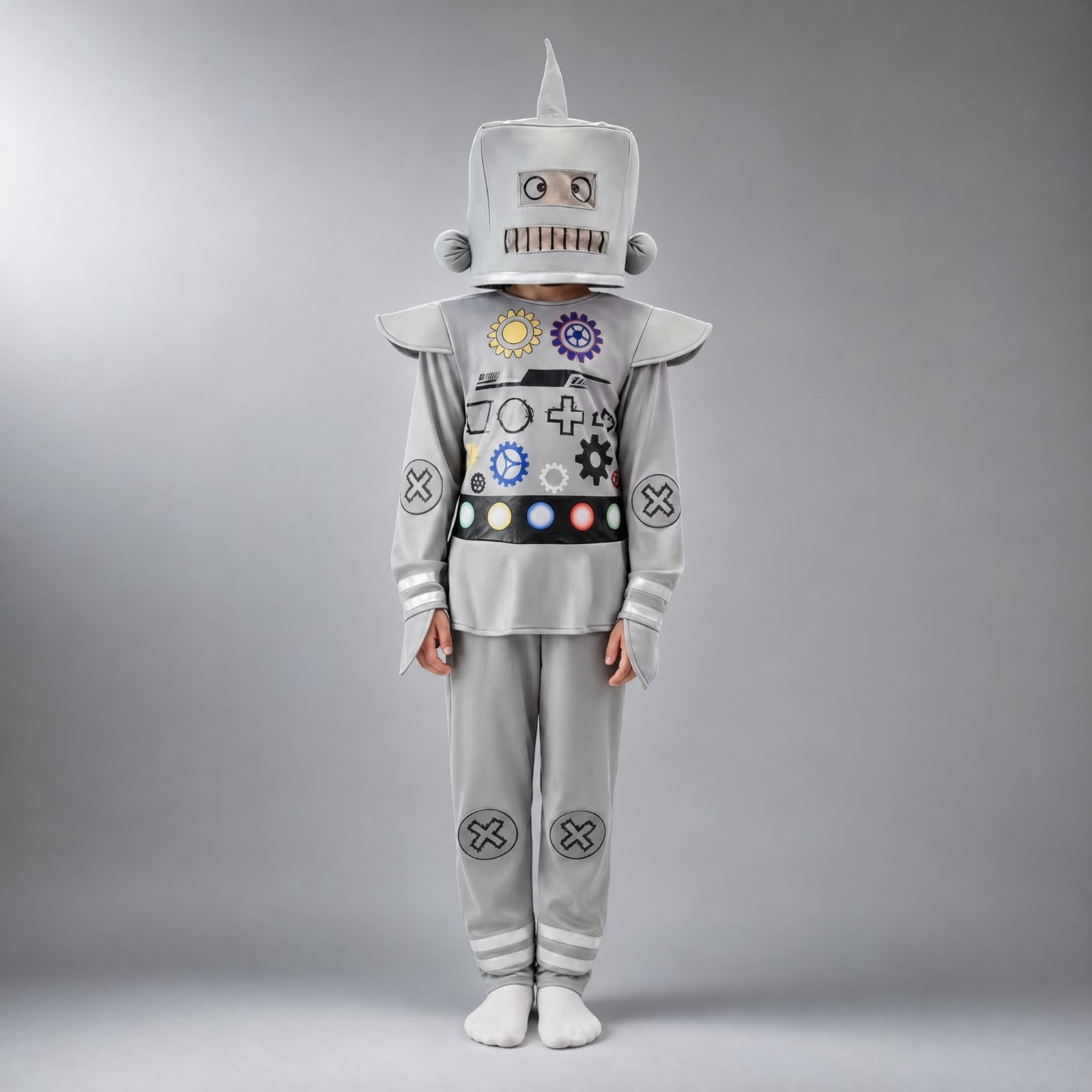 Harilla Tuta da Robot per Bambini Leggero Costume da Robot con Copricapo Divertente Vestito di Carnevale per Recite Scolastiche, Feste a Tema