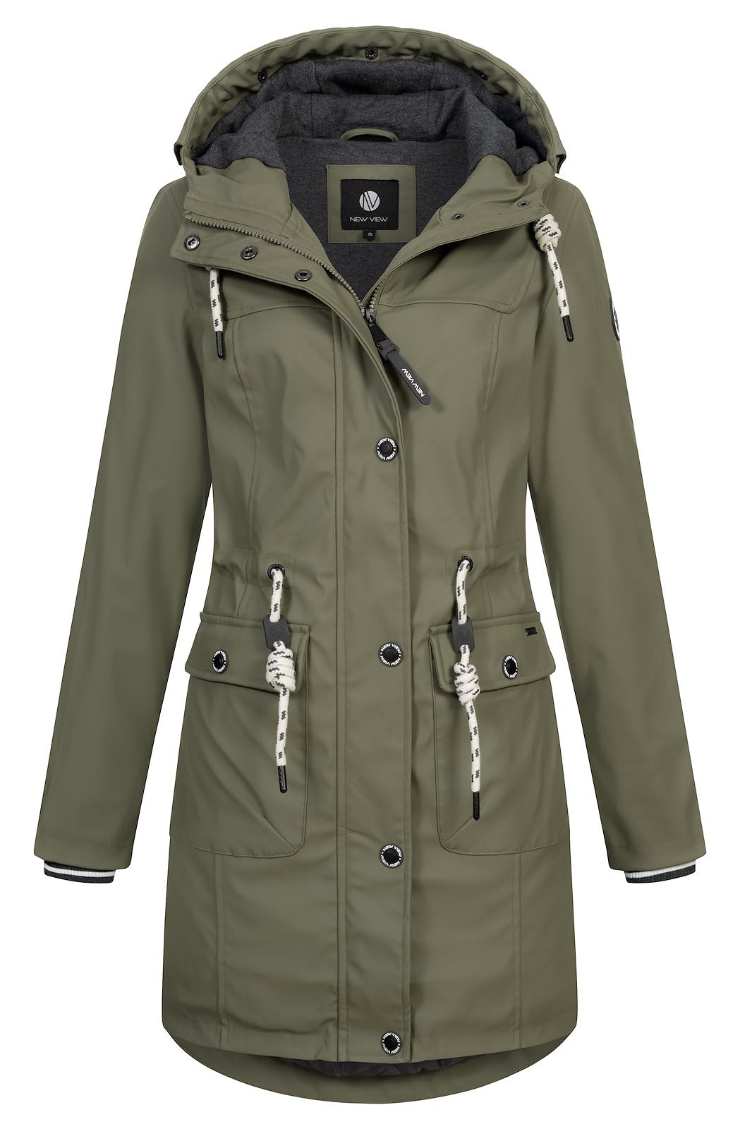 NEW VIEW Damen Regenjacke wasserabweisender Parka Annika Long mit Kapuze