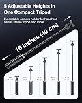 Llano 16" Trépied de caméra d'action magnétique pour DJI Action Osmo 6, Osmo Nano, Mini Tripod avec adaptateur Magsafe, petit bâton de selfie, 360° Tête de balle, Portable, Léger, Noir