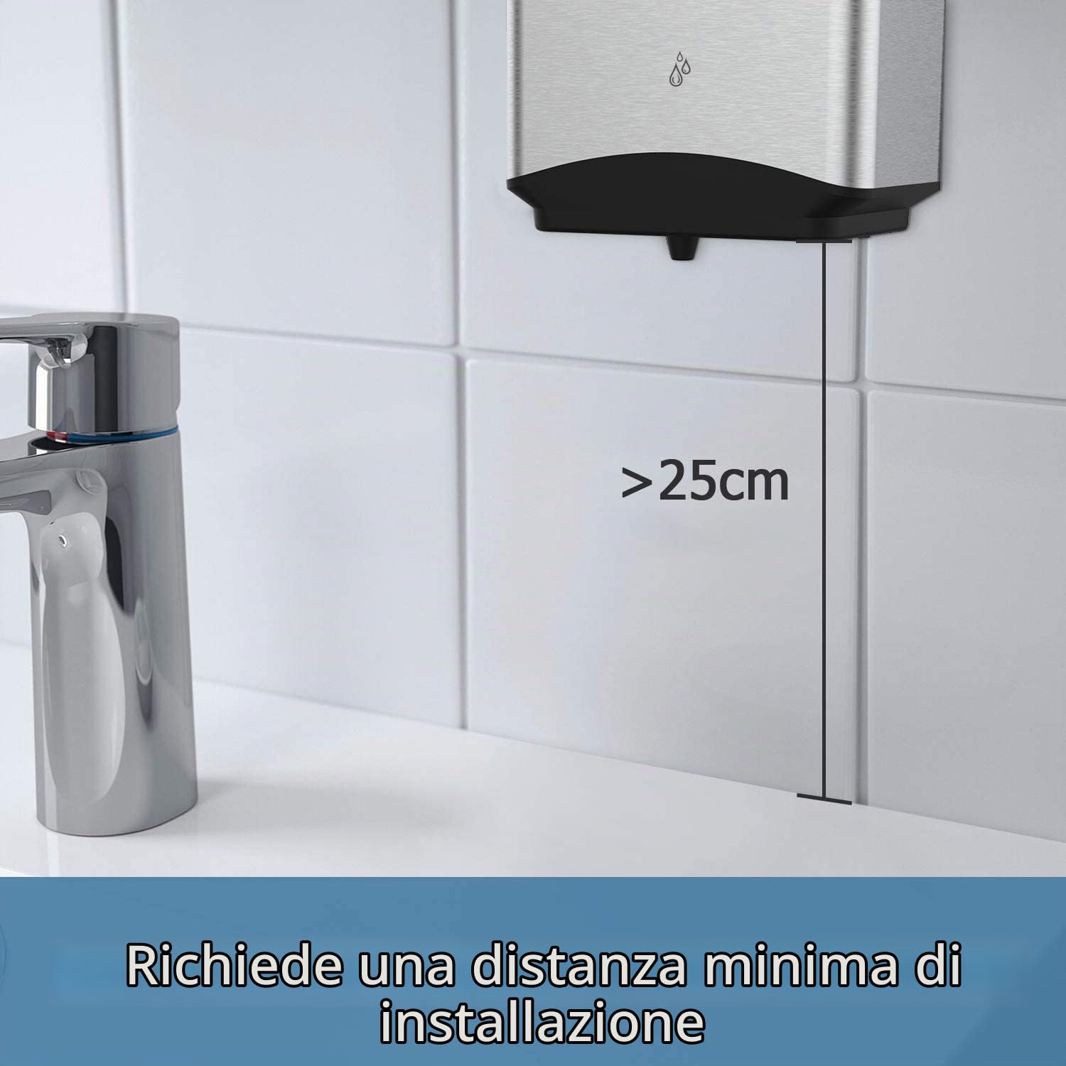 anydry AD1206 Distributore Automatico di Sapone Liquido per Montaggio a Parete Commerciale Finitura in Acciaio Inossidabile 1100 ml Grande capacità (Spazzolato)