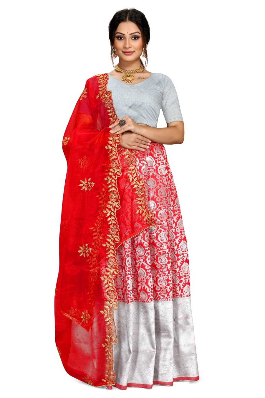 Delolight Women's Kanjivaram Silk Traditional Lehenga Choli