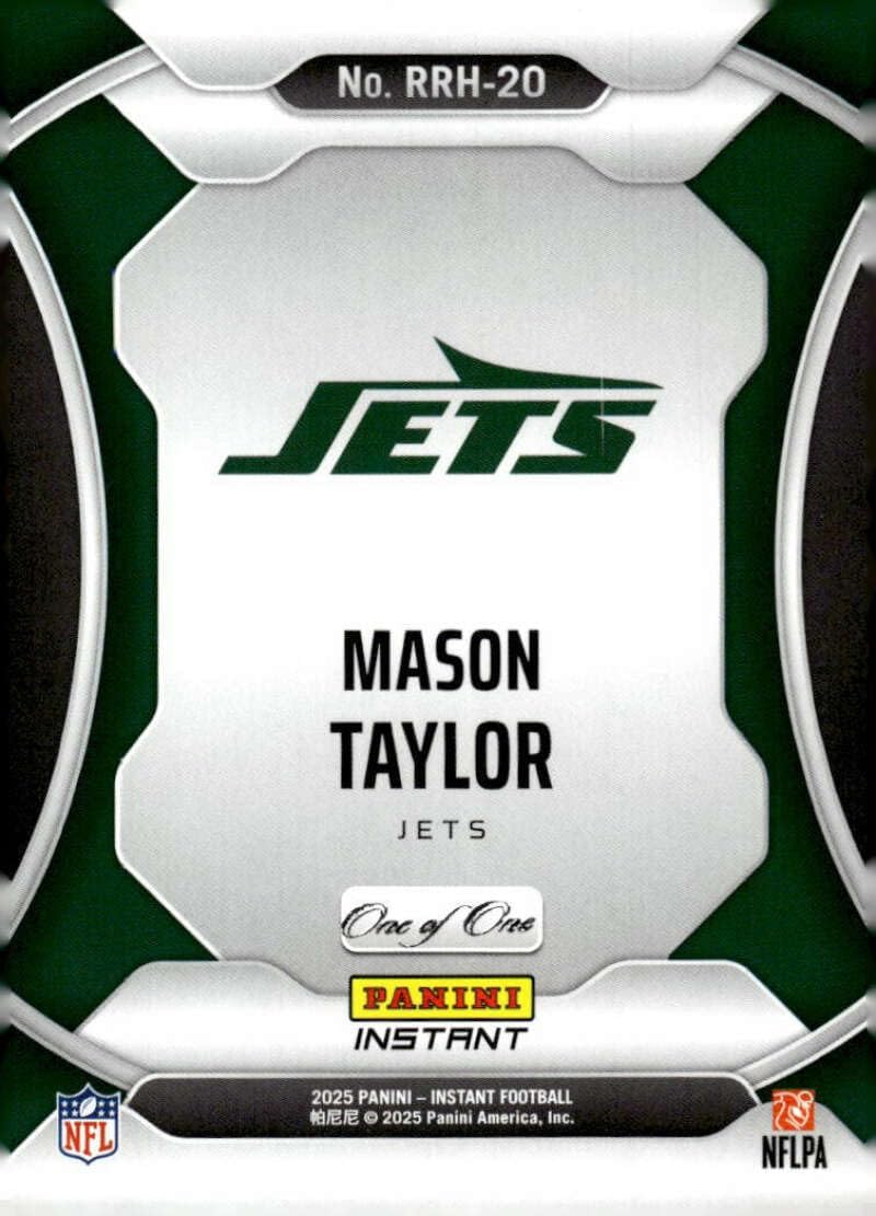 MASON TAYLOR RC 1/1 SP 2025 Panini Instant HoloFlex Black #20 ROOKIE Jets NM-MT Football One of One