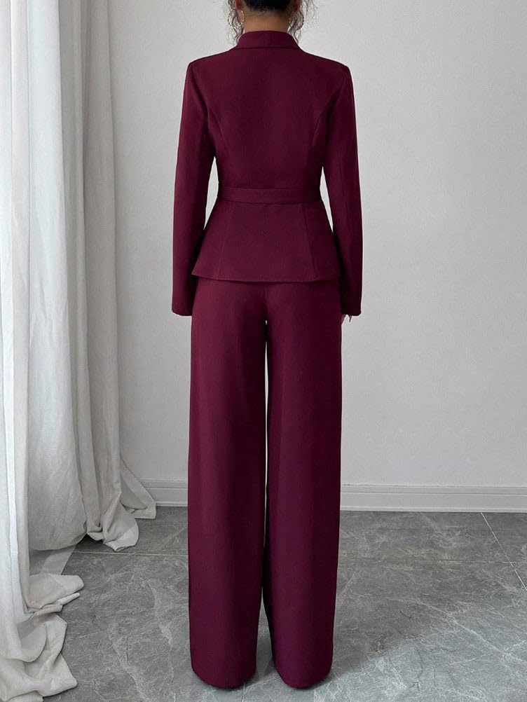 ORANDESIGNE Tailleur Femme Ensemble Pantalon et Blazer 2 Pièces Ensemble Chic et Elegant Mariage Soirée OL Costumes Outfits Formel Bureau Travail