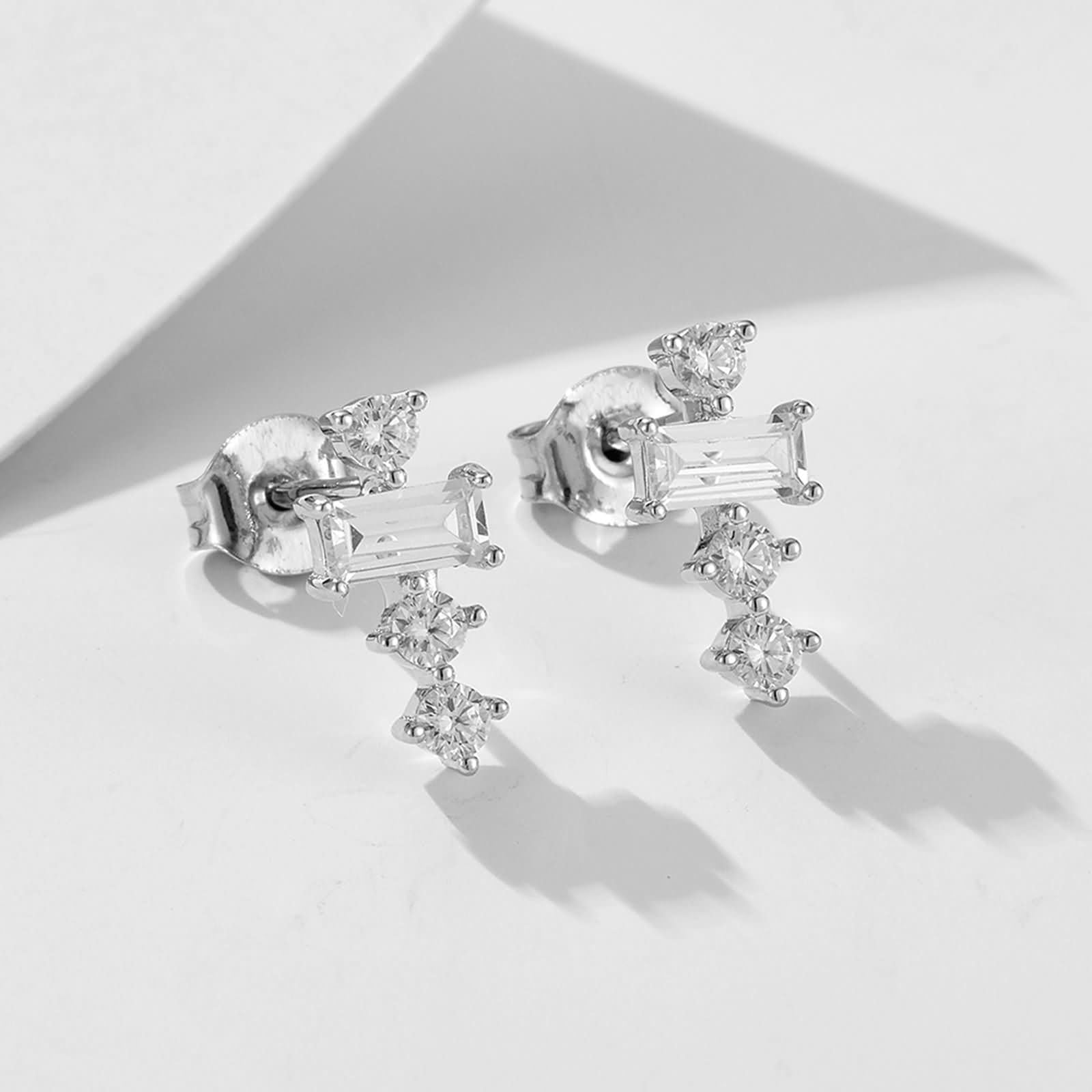 Pendientes de tuerca de oro de 9 quilates, 14 quilates y 18 quilates para mujer, geometría hipoalergénica con moissanita, aretes de boda para novia