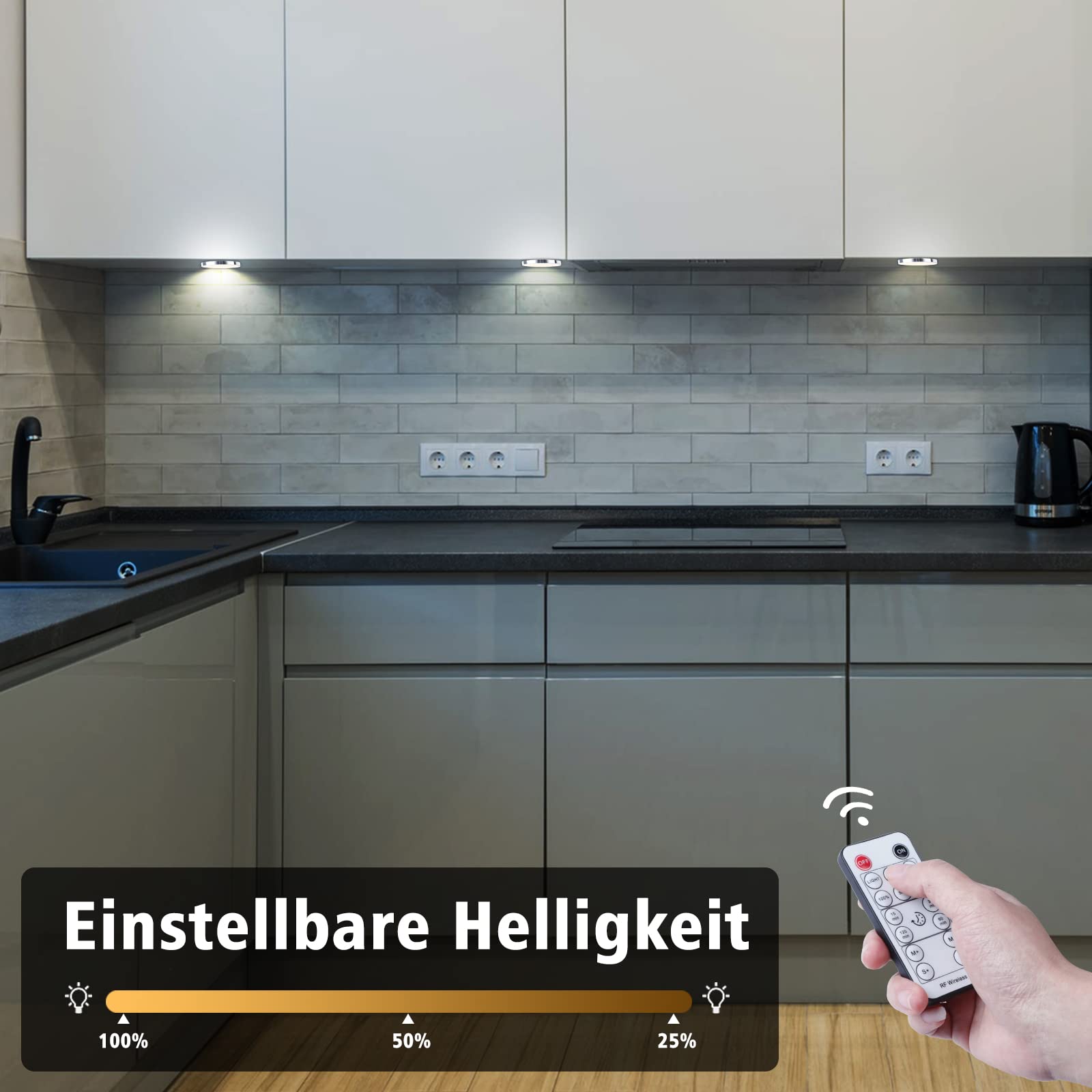 6er-Set Dimmbare LED Schrankbeleuchtung - Perfektes Licht Für Küche & Regale!