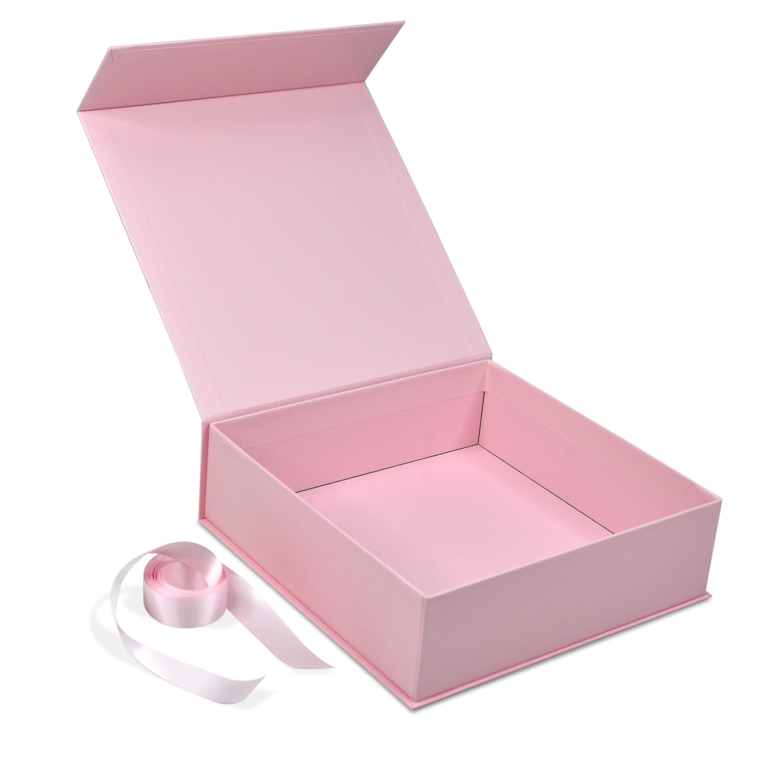 RBS - Rigid Box Sivakasi Medium Gift boxes for Packaging, 2.5m Ribbon (1 Pack) Hamper Boxes for Gift Empty (26 x 26 x 8cm) Gift cardboard box Empty Gift Hamper Box Reusable valentine gift boxes (Pink)