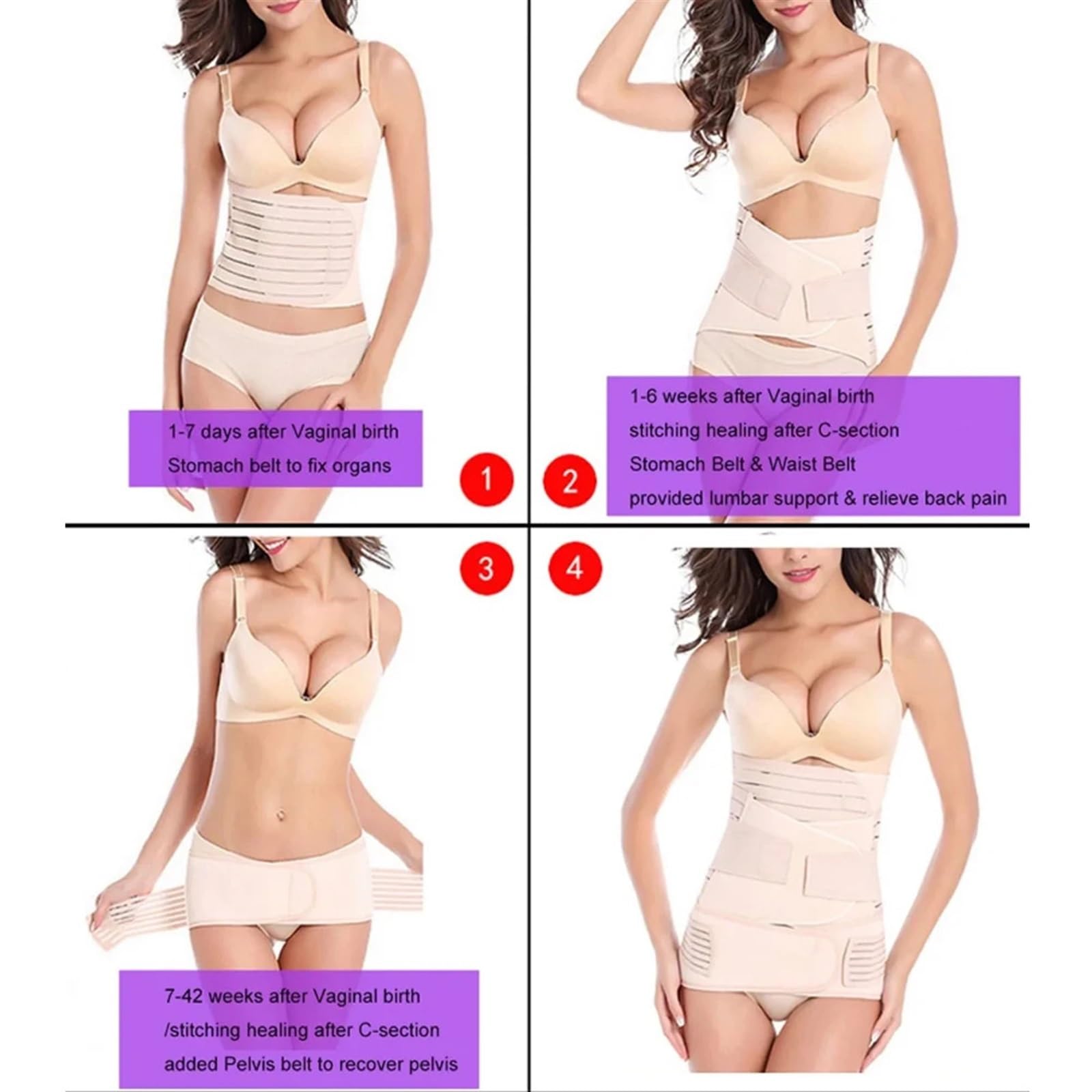 Fascia post parto Cintura di recupero for il supporto post-partum 3 in 1 Cintura di supporto for il recupero post-partum regolabile dopo la nascita Cintura for il bacino in vita con fascia for la panc