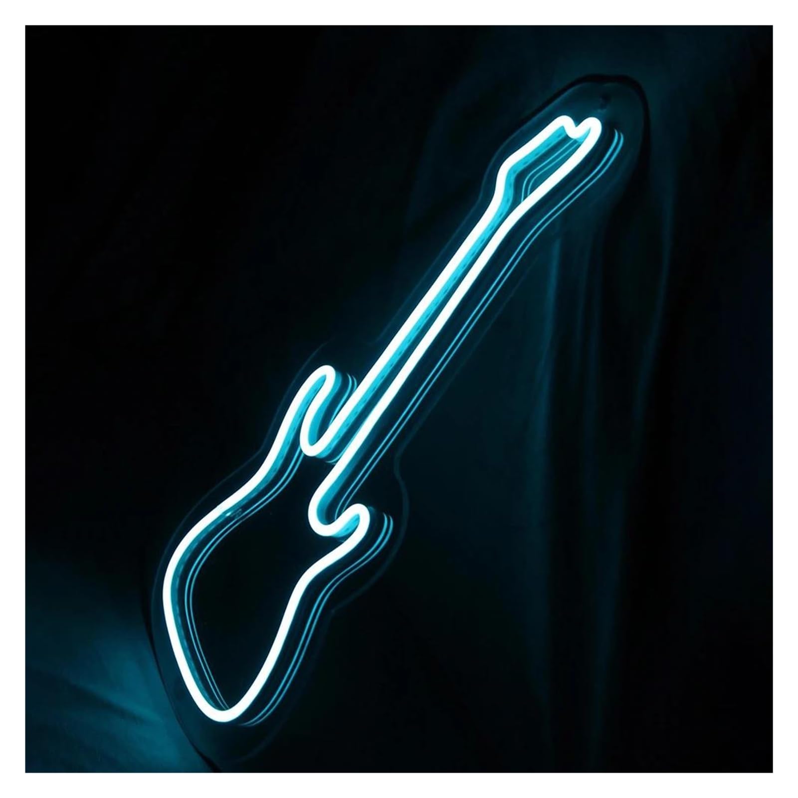 Insegna al Neon Insegna Al Neon Con Chitarra, Decorazione Per Sala Musica, Bar, Discoteca 45X18cm(Blu)