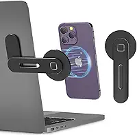 CloudValley Suporte ajustável para laptop, suporte magnético para celular, clipe de montagem lateral de monitor de computador fino de alumínio para iPhone MagSafe Series e todos os telefones, suporte