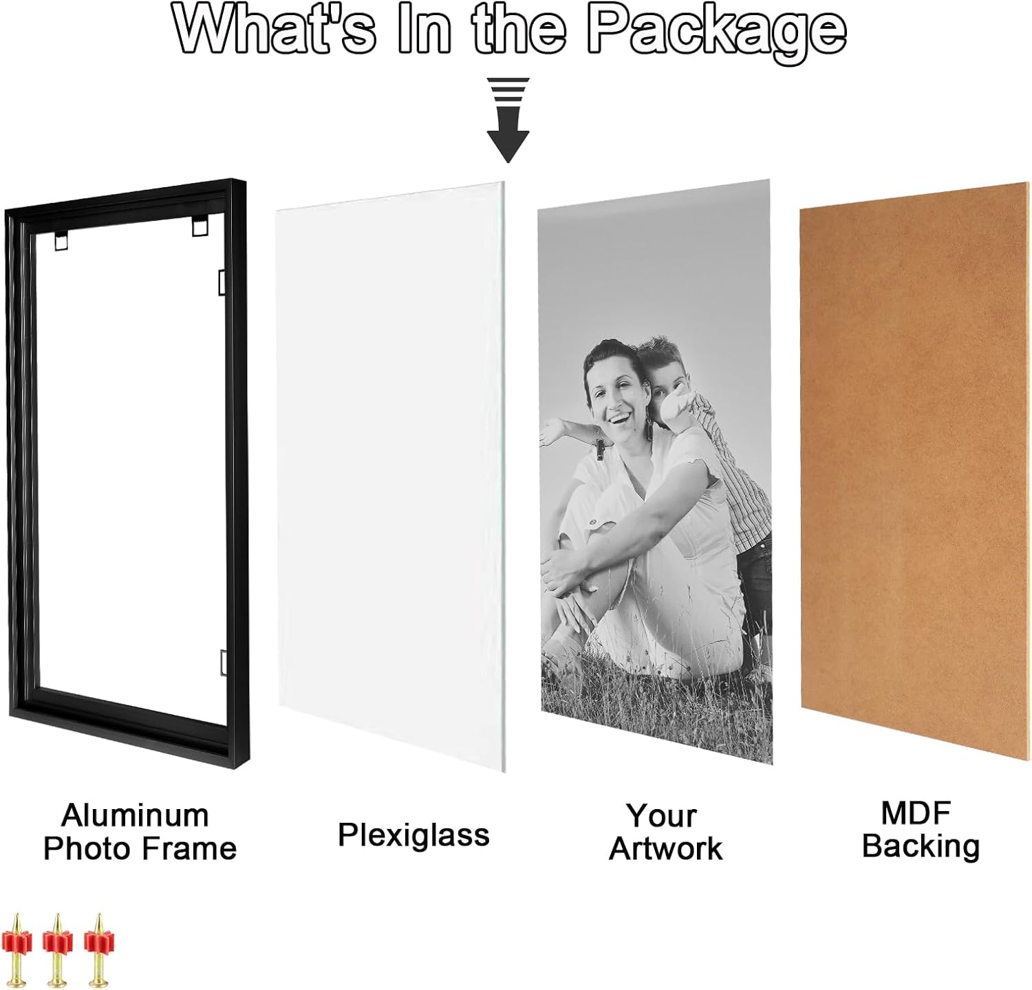 16"x20" Front-loading Picture Frame Without Mat, Black Poster Frame, Aluminum Wall Frame for Home Decomation