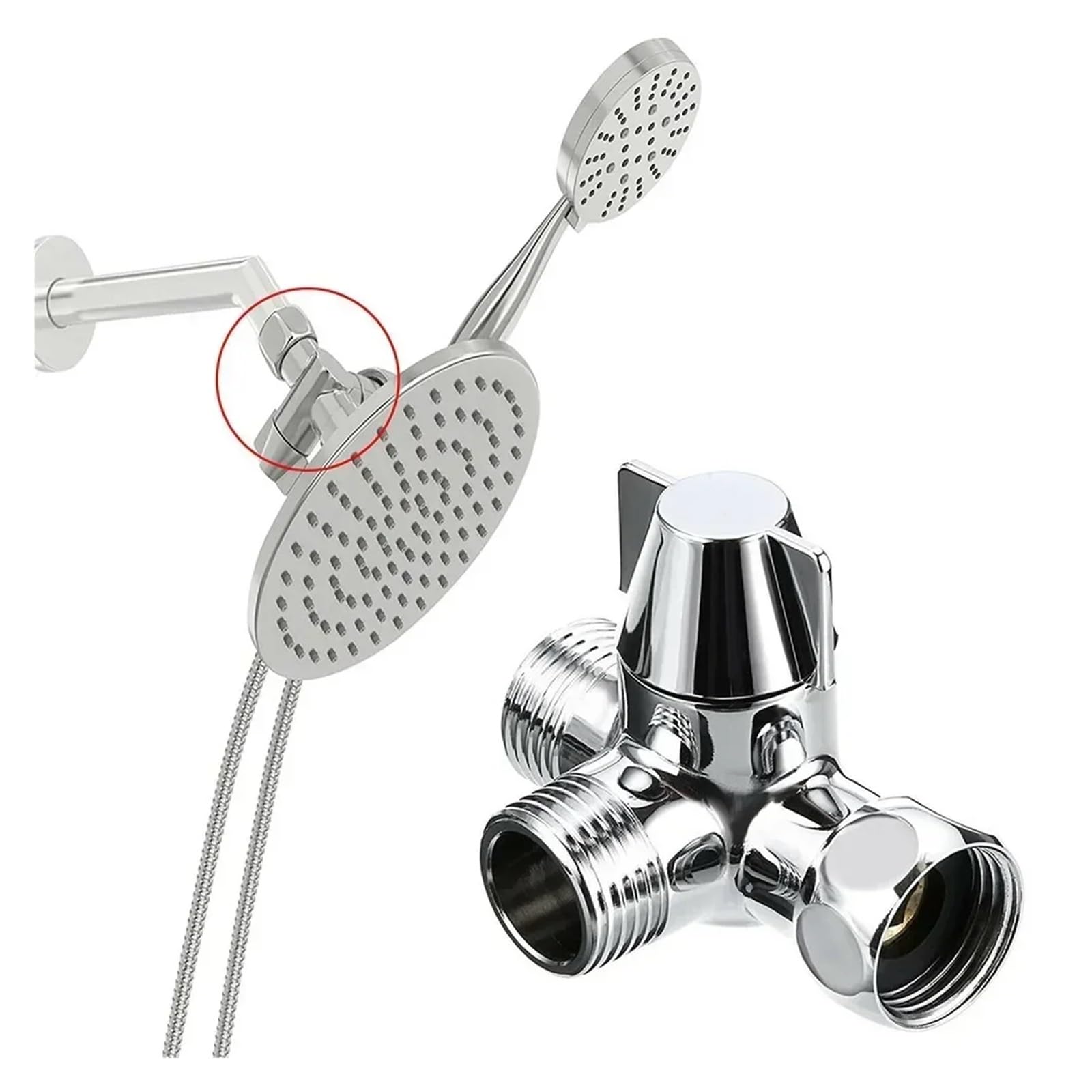 3-drożny zawór rozdzielający 1/5.1 cm przełącznik kranu wylotowego, adapter kontroli wody do węża prysznicowego, rozdzielacz łazienkowy złącze T, trwały i łatwy w instalacji