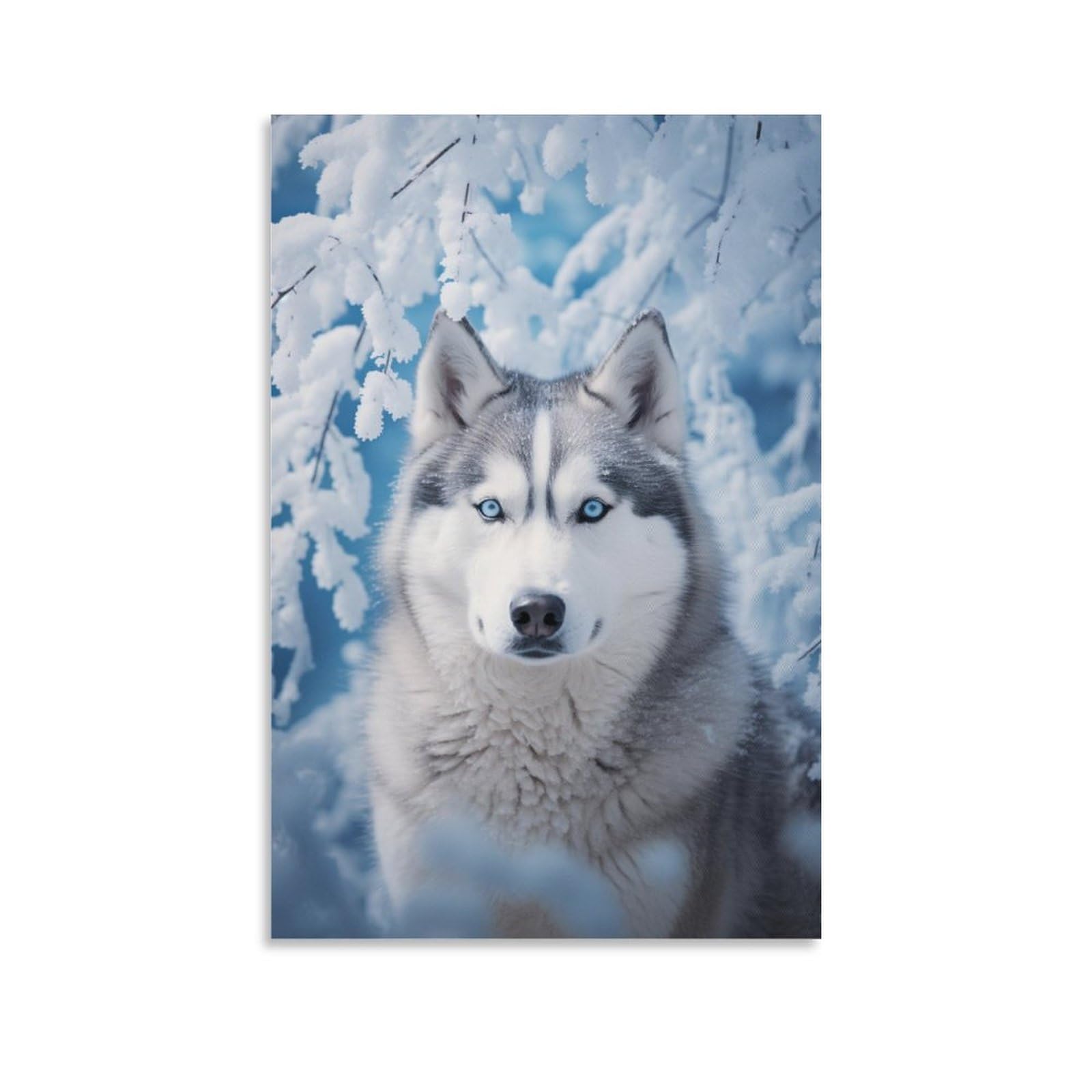 Foccar Unframe-Cool Husky Cool Husky Wall Art Prints Ice Snow Winter Trees Modern Animals Pictures On Canvas Poster Wall Decor For Bedroom Home Decorations